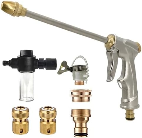 Garden Sprayer High Pressure Water Hose Nozzle Adjustable Spray Gun for Watering Plant 4-Point Water PipeJoint, Universal Joint(Gold) - Image 5