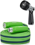 RainPoint Garden Hose 50FT Lightweight & Full-Metal Hose Nozzle Combo Weather-Resistant Duo with 10 Spray Patterns by RainPoint