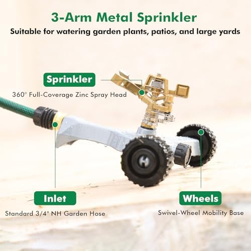 RESTMO 2 Pack Heavy Duty Full Metal Impact Sprinkler with Wheeled Base - Image 4