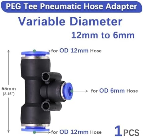 For Variable Diameter For Tee Hose Adapter Slip Lock For Pneumatic Tube Fittings For Quick Insert For DIY For Garden Irrigation For Connect Repair 1 Pcs/5 Pcs(PEG 12mm to 6mm,5 pcs) - Image 2