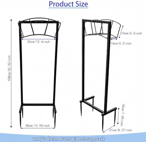 Garden Hose Holder Stand Freestanding with Arched Top Design, Heavy Duty Metal Water Hose Rack for Outside Yard Lawn, Stable Double-Pole Structure with Ground Spikes - Image 2