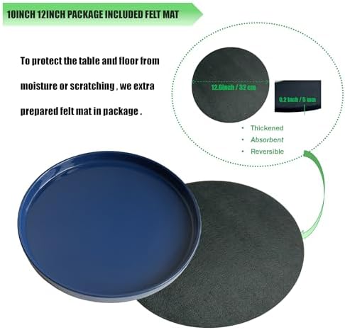 Yukfona Ceramic Plant Saucer Tray 1 Pcs 12 Inch Blue, 12.5" OD x11.9 ID x1.6 Deep| Fits Flower pots Bottom≤ 11.9", Heavy Duty Glazed Round Planter Drip with Catch Basin for Indoor Outdoor Plants - Image 3