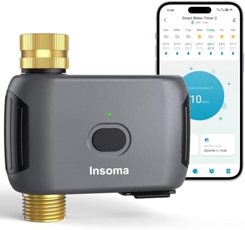 Insoma WiFi Water Timer for Garden Hose, Smart Sprinkler Timer, APP Remote Control WiFi Hose Timers, Voice Control with Alexa, Rain Delay and Manual Mode for Yard Lawn Watering by Insoma