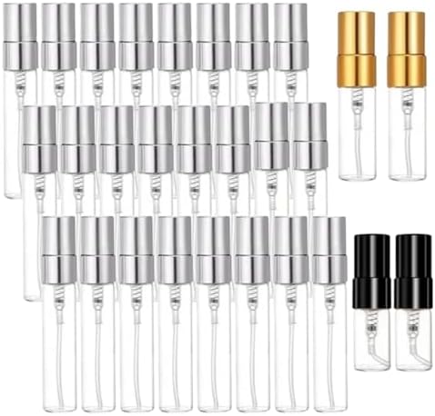 50pcs Refillable Glass Perfume Bottles 2ml 3ml 5ml 10ml Travel Atomizer with Black Cap by Unknown