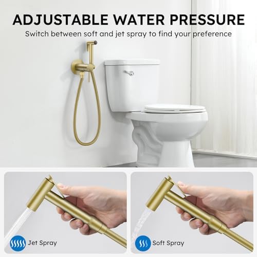 Arofa Built-in Hot and Cold Bidet Sprayer, Warm Water Bidet, Brushed Gold - Image 5