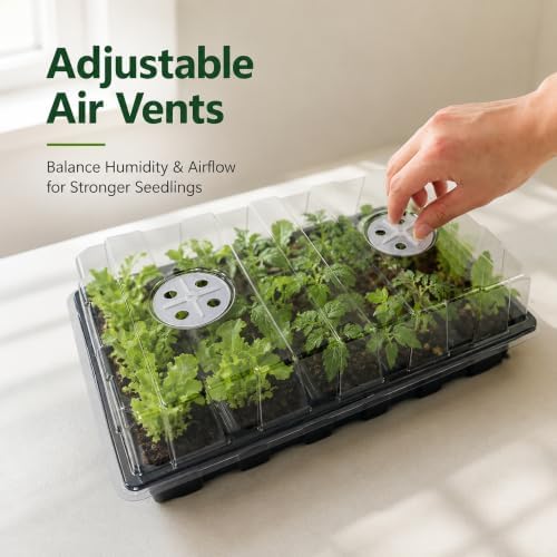 Gardzen 5 Pack Seed Starter Trays with Vented Domes 150 Cell Black - Image 3