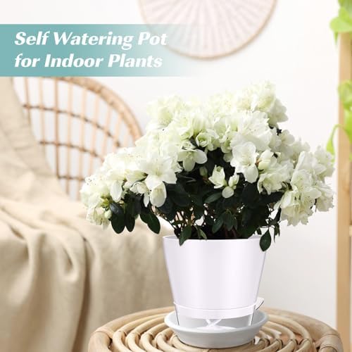 Funnymoom 12 Pack 6 Inch Self Watering Plant Pots Self Watering Planters with with Visual Reservoir and Drainage Hole Plastic Flower Pots for Indoor Plants African Violets Flowers - Image 5