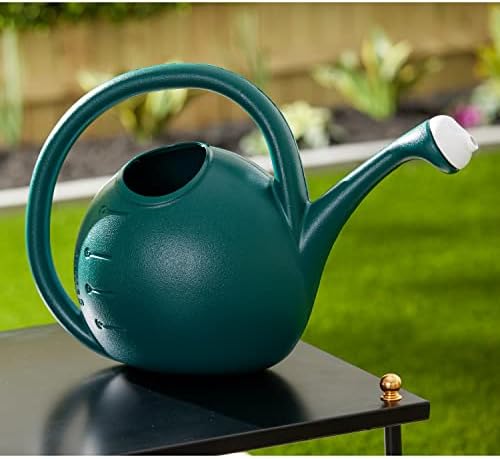 2-Gallon Premium Plastic Rosette Watering Can - The HC Companies 11"x21"x13.75" in Evergreen Color - Image 2
