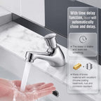 Time Delay Faucet G1/2 Thread, Self Closing Water Saving Tap Copper Chrome Plated, Single Cold Metering Valve for Public Outdoor and Laundry Utility - Image 4