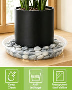 PACETAP 20 inch 5 Pack Plant Saucer Pot Tray, Large Thickened PP Plastic Flower Planter Water Drip Trays for Indoor Outdoor Garden, Semi-Transparent Planter Water Catcher for Pot, Plant Dish - Image 4