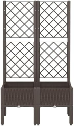 Garden Planter Box with Trellis Brown PP 31.5x15.7x55.9 Inch - Image 3