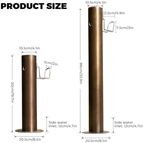 Floor Mounted Faucet Outdoor Water Pipe Vertical Fountain Irrigation Column,Stainless Steel Freestanding Outdoor Water Column with Faucet, 50cm Hose Stand, Frost Free & Antifreeze, Retro Gar - Image 2