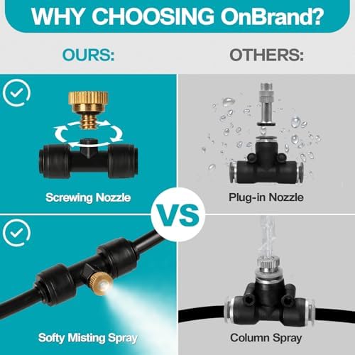 OnBrand 100FT Misters for Outside Patio with 3/4" Adapter and 2 T-Joints - Image 2