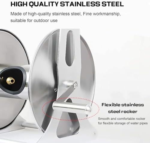 Garden Hose Reel Cart, Portable Stainless Steel Watering Storage Rack, Holds Up to 229ft 1/2 Inch Hose, Ideal for Lawn Care and Car Wash Water Pipe Organization - Image 5