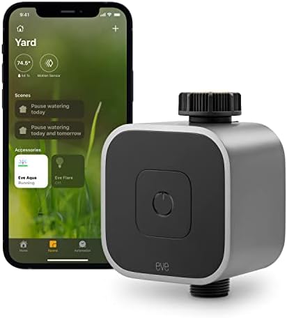 Eve Aqua – Smart Water Controller for Apple Home app or Siri, irrigate Automatically with schedules, Easy to use, Remote Access, no Bridge, Bluetooth/Thread, HomeKit by Eve