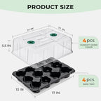 homenote 4 Inch Seed Starting Trays with Humidity Domes for Plants, 4 Pack 12-Cell Seedling Starter Trays, Plant Starter Germination Trays for Pots Seedlings for Indoor,4" Opening Compatible Pots - Image 5