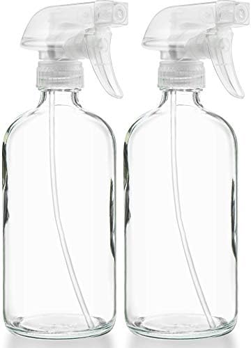 Large Clear Glass Spray Bottles, Empty, Refillable, Water, Fine Mist 16 oz by SallysOrganics