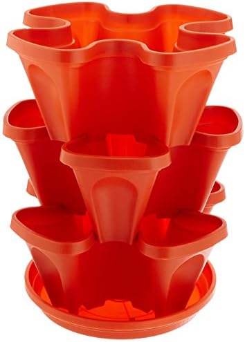 Mr. Stacky Self Watering 3 Tier Stackable Garden Vertical Planter Set, Terracotta Small by Mr.+Stacky