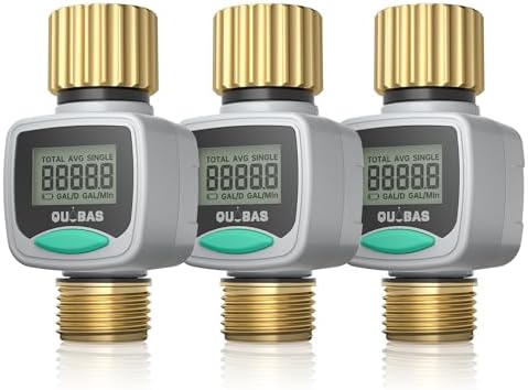 QUOBAS Water Flow Meter with Brass Fittings, Garden Hose Flow Meter for RV by QUOBAS