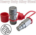 3/8" Flat Face Hydraulic Quick Connect Coupler Set,1/2" NPT Thread, 5076 PSI, ISO 16028 with Dust Caps - Image 2