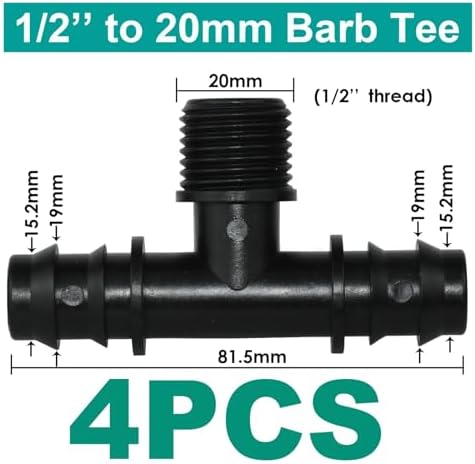 4PCS 1/2" 3/4" Threaded 16 20 25MM PE Hose Barb Tee Connector Garden Drip Irrigation Adapter Tubing Coupling Repair(SPL11-300-16MM-4PCS) - Image 6