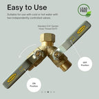 FAIRVIEW-Lead-Free, Industrial-Grade Garden Hose Splitter, Oversized Handles, Full-Port Valves with HEX Connector, Brass, BV202-W-LF - Image 3