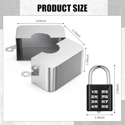 Frienda 4 Sets Outdoor Faucet Lock Hose Bib Spigot Lock,Square,Silver - Image 2