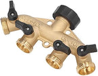 4 Way Garden Hose Faucet Manifold Splitter for US Standard 3/4 Inch Thread, Heavy Duty Brass Water Pipe Distributor with Individual Ball Valve Control for Leak Prevention and Flow (US Plug) - Image 2