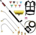 Telescoping Pressure Washer Wand 24 ft Power Washer Extension Wand Aluminum Pressure Washer Extension Wand 24 Feet with Brush Head, Gutter Cleaner, 7 Spray Nozzle Tips, 2 Hose Adapters, Support Belt by YLWSHRNT