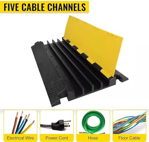 Cable Protector Ramp 4-Channel Rubber Cable Ramp, Heavy Duty Cable Protector Wire/Hose/Pipe Hider Driveway Protective Covering - Image 7