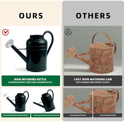 2.3 Gallon Dark Green Metal Watering Can, Galvanized Watering Can for Outdoor Indoor Plants, Large Water Can for Plants and Garden Flower, Pure Color - Image 4