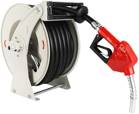 Fuel Hose Reel 3/4" x 66', Spring-Driven Retractable with Fueling Nozzle by Ecojoy