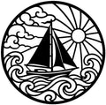 Sailboat with Sun Waves Metal Wall Art for Dining Room Decor with Detail by Unknown