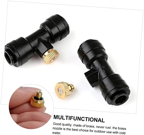 Sosoport 4sets Misting Tee Brass Misting Nozzle Tees Mist Nozzle Sprinkler for Irrigation Cooling System - Image 7