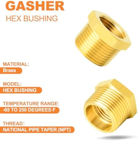 GASHER 36PCS Brass Hex Bushing Fitting Kit Hex Bushing 1/4" - 1/8", 3/8" - 1/8", 3/8" - 1/4", 1/2" - 1/4", 1/2" - 3/8", 3/4" - 1/2" - Image 4