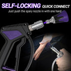 Short Pressure Washer Gun, Swivel Power Washer Gun 4060 PSI, Stubby Pressure Washer Gun with 3/8" Smooth & 1/4" Quick Connector Coupler Compatible with Hose Foam Cannon Car Wash Foam Gun（Black purple） - Image 3