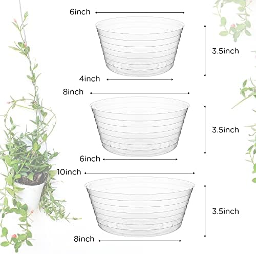 Hoolerry 15 Pcs Plastic Plant Saucer Clear Deep Tray, 6, 8, 10 Inch - Image 2