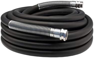 Guitrees 2026 Upgraded Garden Hose 25FT x 5/8", Heavy Duty Rubber Water Hose with Five Layered Braiding, Swivel male and female Nickel-plated Brass Fittings, 1000PSI Burst, 300PSI Working (Black) by Guitrees
