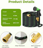 75ft Garden Hose, Non-Expandable Water Hose with 8 Function Spray Nozzle, Lightweight, Knik-Free, Burst-Resistant, Durable & Flexible 3/4" Garden Hose for Lawn, House Cleaning, Car Washing - Image 6