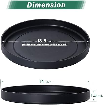 Phoenix Vine 14 Inch Plastic Plant Saucer Water Drip Tray, Heavy Sturdy Round Plant Drainage Tray for Indoors Outdoor, Matte Black, 21-TY-14B-1 - Image 2