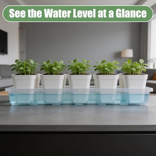 RooTrimmer 1020 Nursery Pot Trays 5 Pack, Transparent Plastic Flat Seed Starter Tray, Durable Square Seedling Starting Tray for Holding and Carrying Plant Pots (Clear) - Image 3