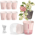 8 Pack 4" Self Watering Pots for Indoor Plants, Clear Inner Cup, Small Pink Plastic Planters, Water Level Indicator, Drainage Holes, Extra 3ft Wick, Cuttings,Seedlings,Herb,African Violets by Vandorelle