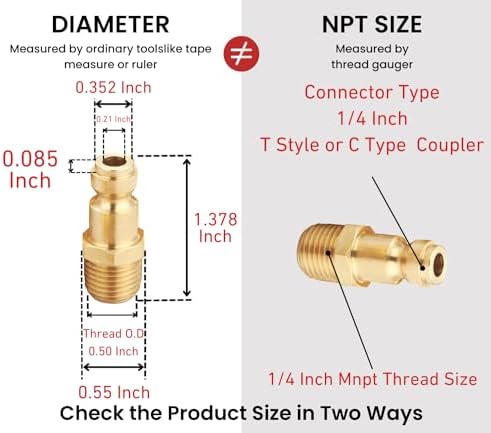 Coupler and Plug Kit (28 Piece), Automotive Type C, 1/4 Inch NPT, Solid Brass Quick Connect Air Fittings Set - Image 3