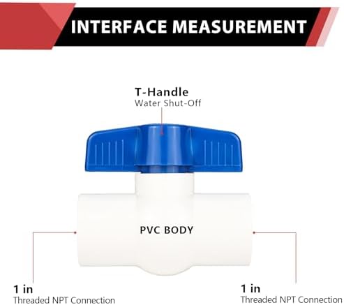 (Pack of 30) EFIELD 1 Inch PVC Ball Valve (FPT Threaded), Schedule 40, FPT x FPT Threaded For Residential, Commercial, Agricultural and Light industrial Applications,(PVC012-2-30PCS) - Image 2