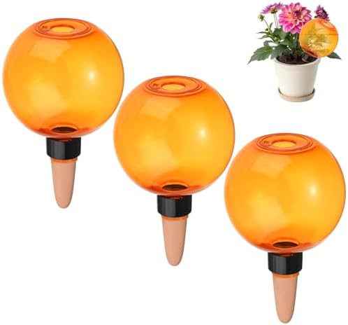 M METERXITY 3-Pack Plant Self Watering Globes, 5 oz Plastic Bubble Water Bulbs Top Fill for Indoor/Outdoor Plants, Self Watering Spikes Slow Release Terracotta [Orange] by MMETERXITY