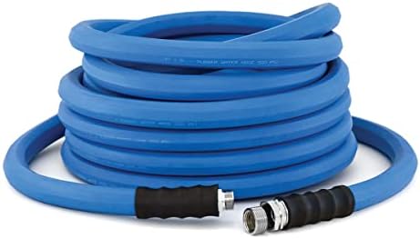 BluSeal Hot/Cold Water Rubber Garden Hose, 100% Rubber, Ultra-Light, Super Strong, 500 PSI, 50F to 190F Degrees, High Strength Polyester Braided (1" x 100) by RMX+BluSeal