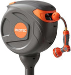 NEO-TEC Retractable Garden Hose Reel 360° Swivel 82 ft 1/2 Inch Ground-Mounted Freestanding Water Hose Reel No-Drill Installation Any-Length Lock 20% Slow Return for Large Yard Lawn Car Washing by NEO-TEC