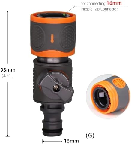 6PCS Water Hose Quick Connectors Plastic Rubber Coupler Pipe Adapter with Shut Off Valve for Irrigation System(G) - Image 2