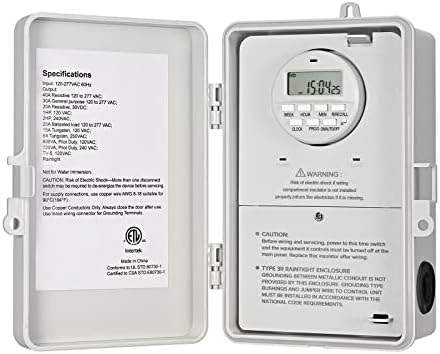 DEWENWILS Pool Pump Timer, Digital Timer Box, 2HP 40A 120-277 VAC, 7-Day 20 ON/Off Programmable Timer Switch for Water Heater, Pool Pump, SPA, Motor, ETL Listed by DEWENWILS