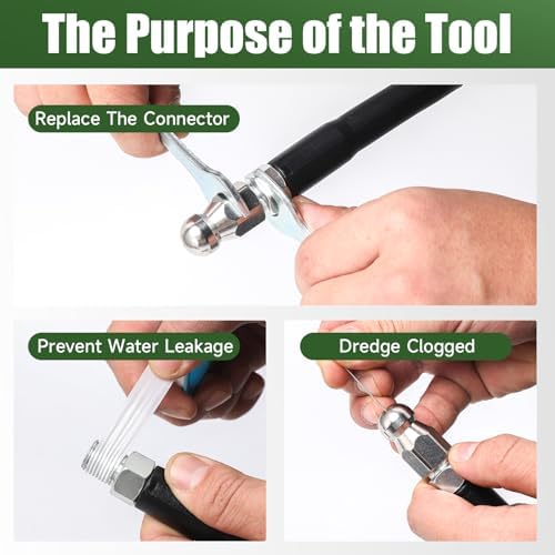 Sewer Jetter Kit for Pressure Washer, 100FT Drain Cleaning Hose with Corner Rotating and Button Nose Nozzles, 1/4" NPT Sewer Jet Nozzle Set with Spanner, Tape, Pins, 5800 PSI - Image 7